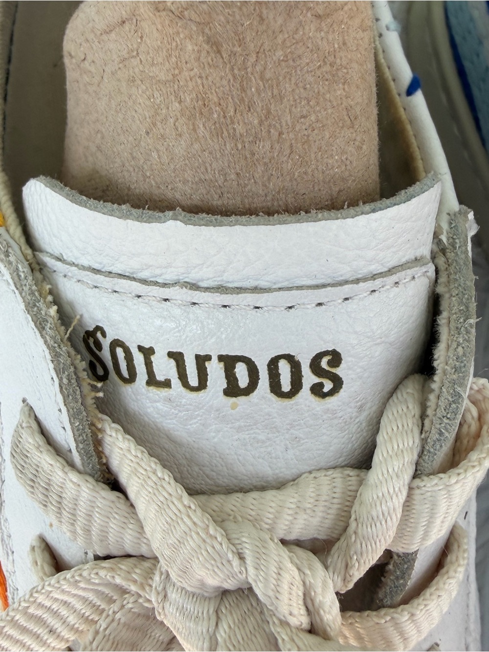 Soludos White Canvas Sneakers with Blue Wave and Yellow Sun Motif - Picture 7 of 8